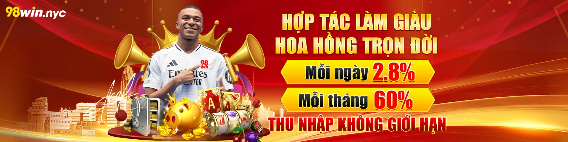 Hợp tác làm giàu hoa hồng trọn đời cùng 98win